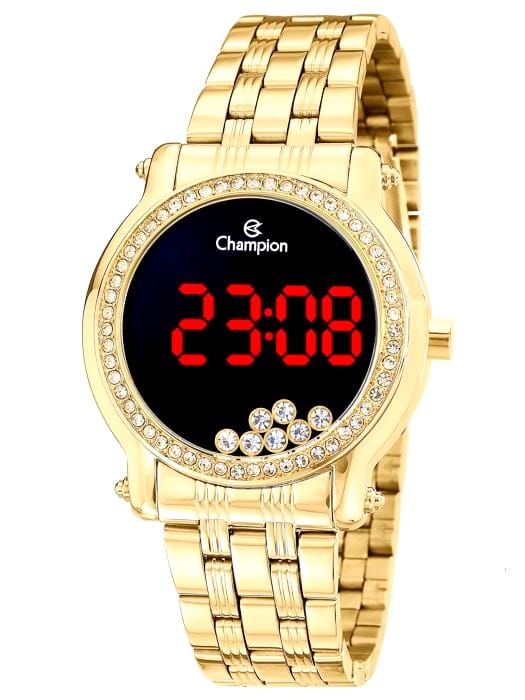Relógio Champion Digital Dourado com Pedraria CH48055H