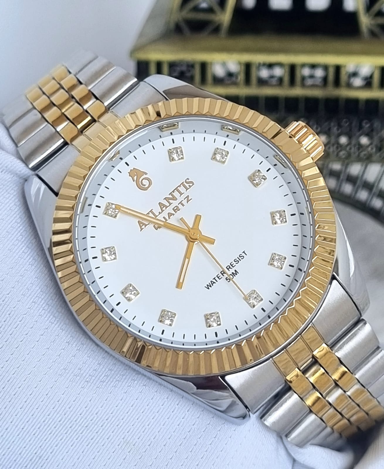 Relógio Feminino Atlantis Misto Fundo Branco Liso