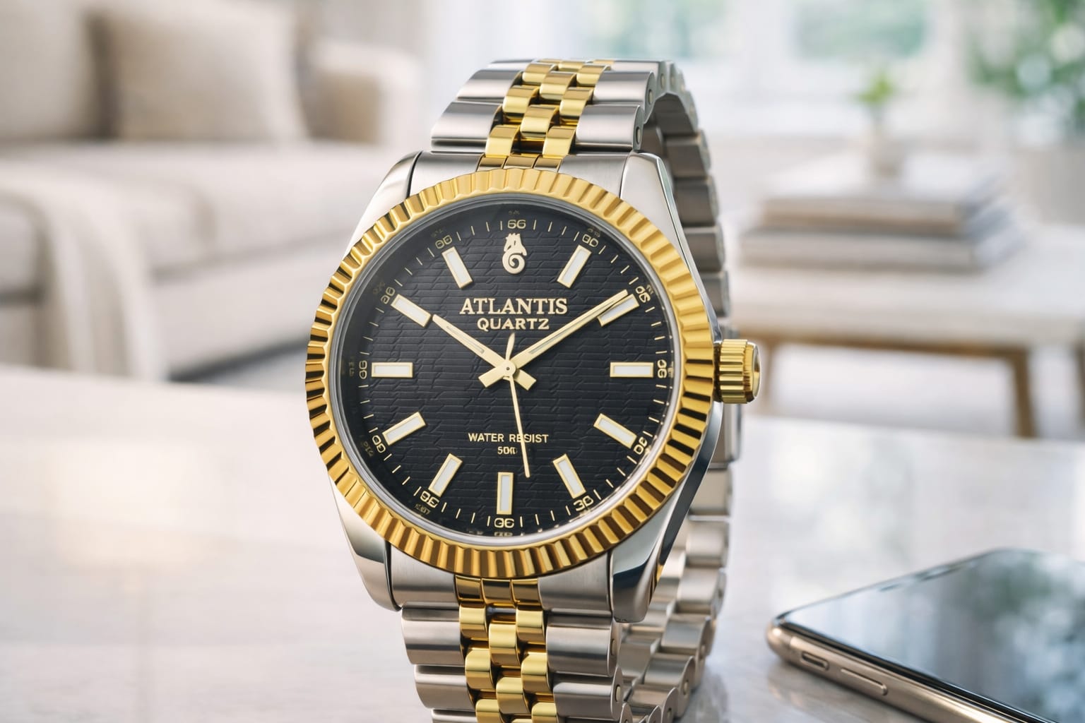 Relógio Feminino Atlantis Misto Fundo Preto