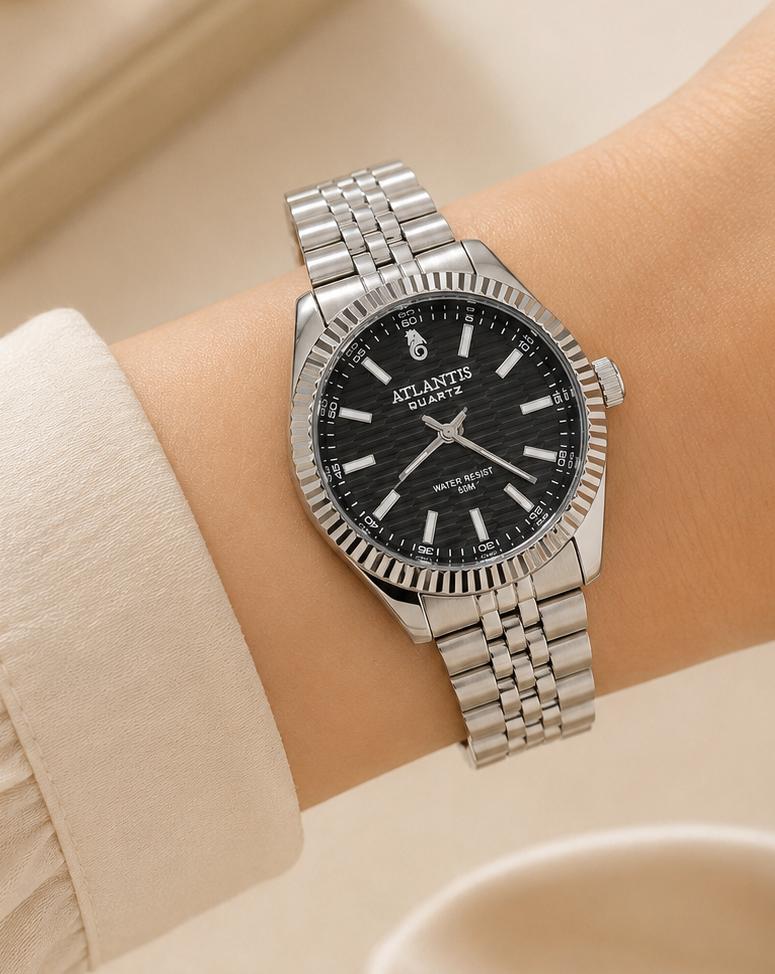 Relógio Feminino Atlantis Prata Fundo Branco P