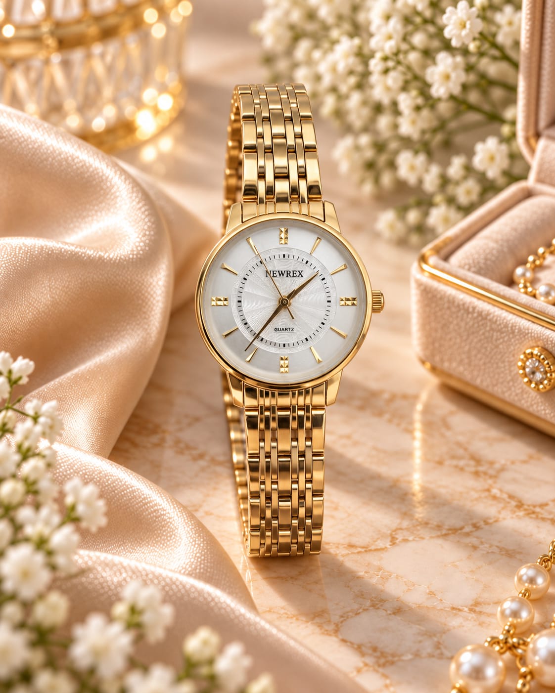 Relógio Feminino Dourado Newrex W1665l