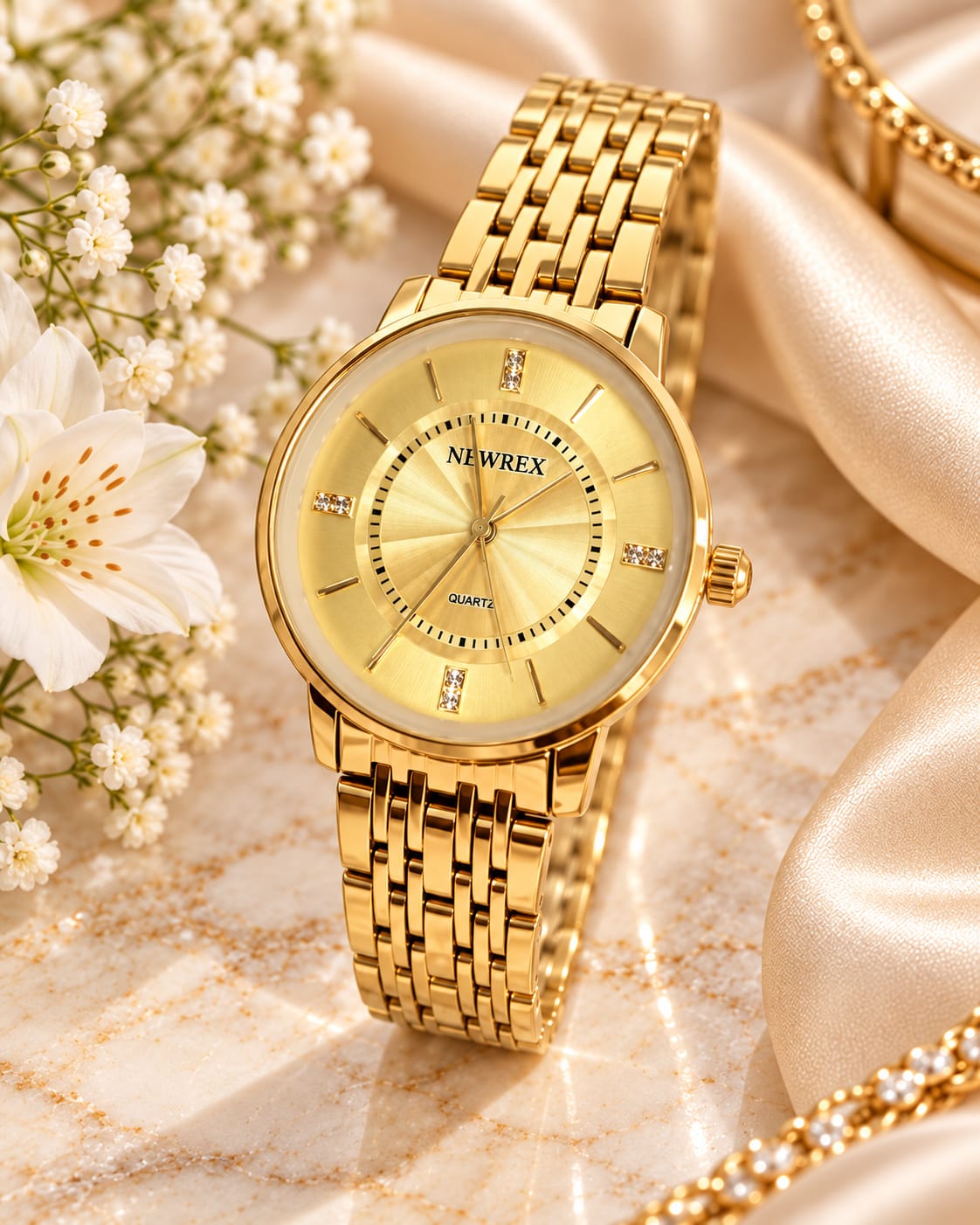 Relógio Feminino Dourado Newrex W1665lC