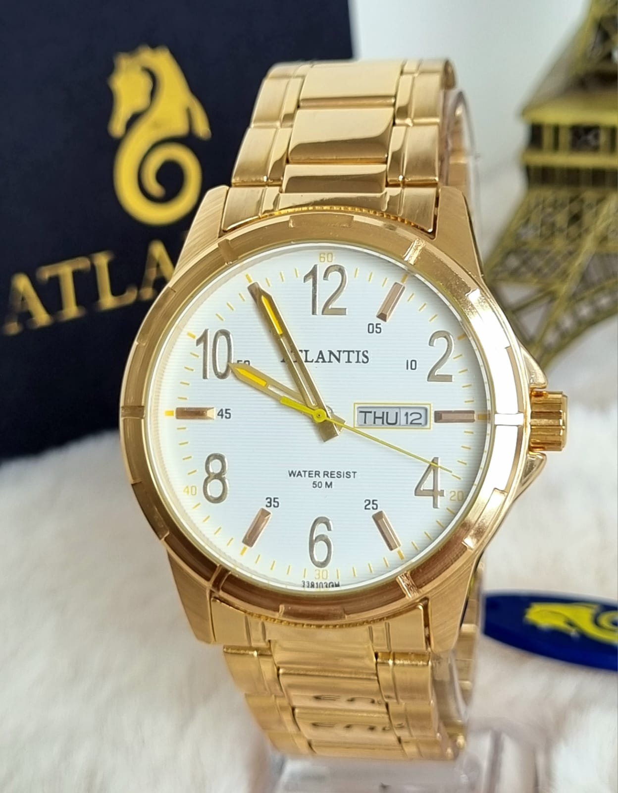Relógio Atlantis Masculino Dourado G3391