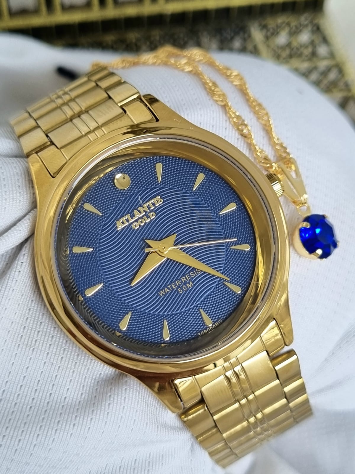 Relógio Banhado a Ouro Atlantis Gold G34901 Azul - Cópia (1)