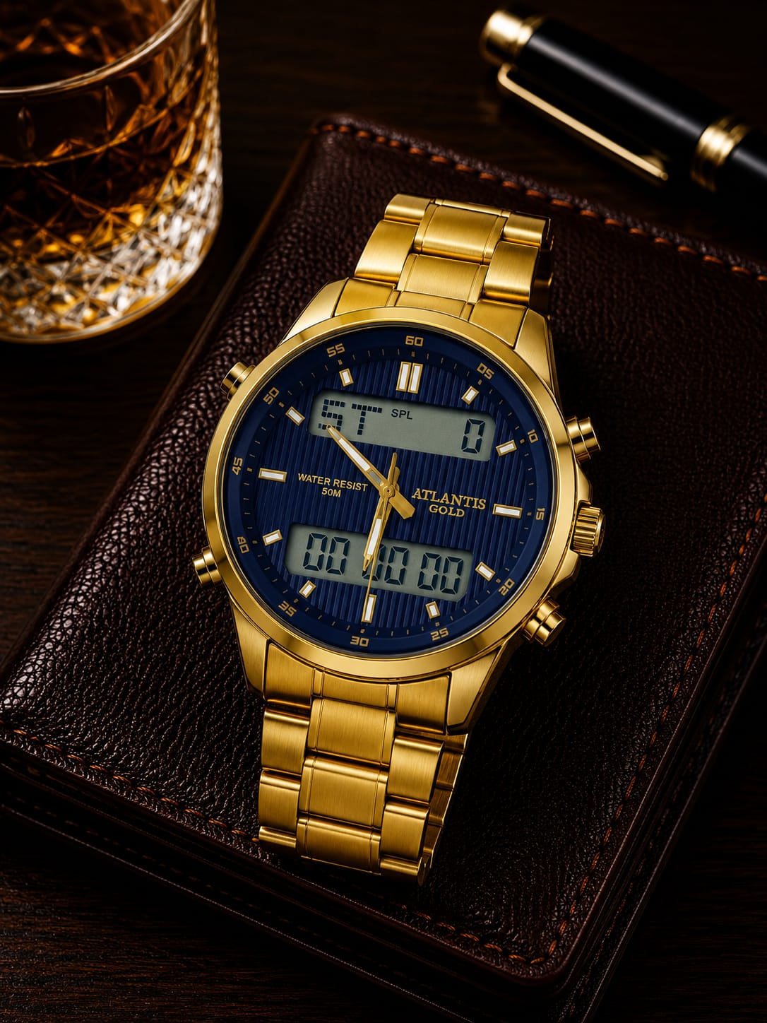 Relógio Dourado Altantis G8059P - Cópia (1)