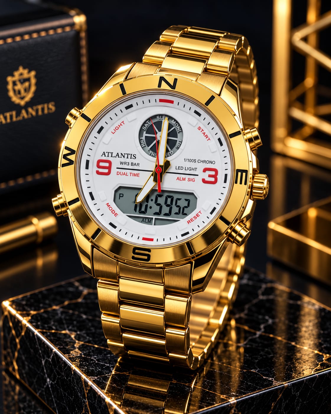 Relógio Atlantis Anadigi Dourado A8066DDB