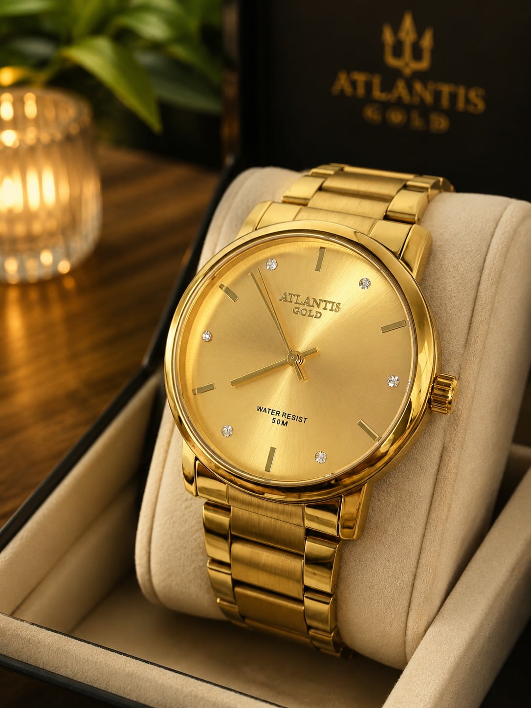 Relógio Atlantis Dourado  Feminino G2004B