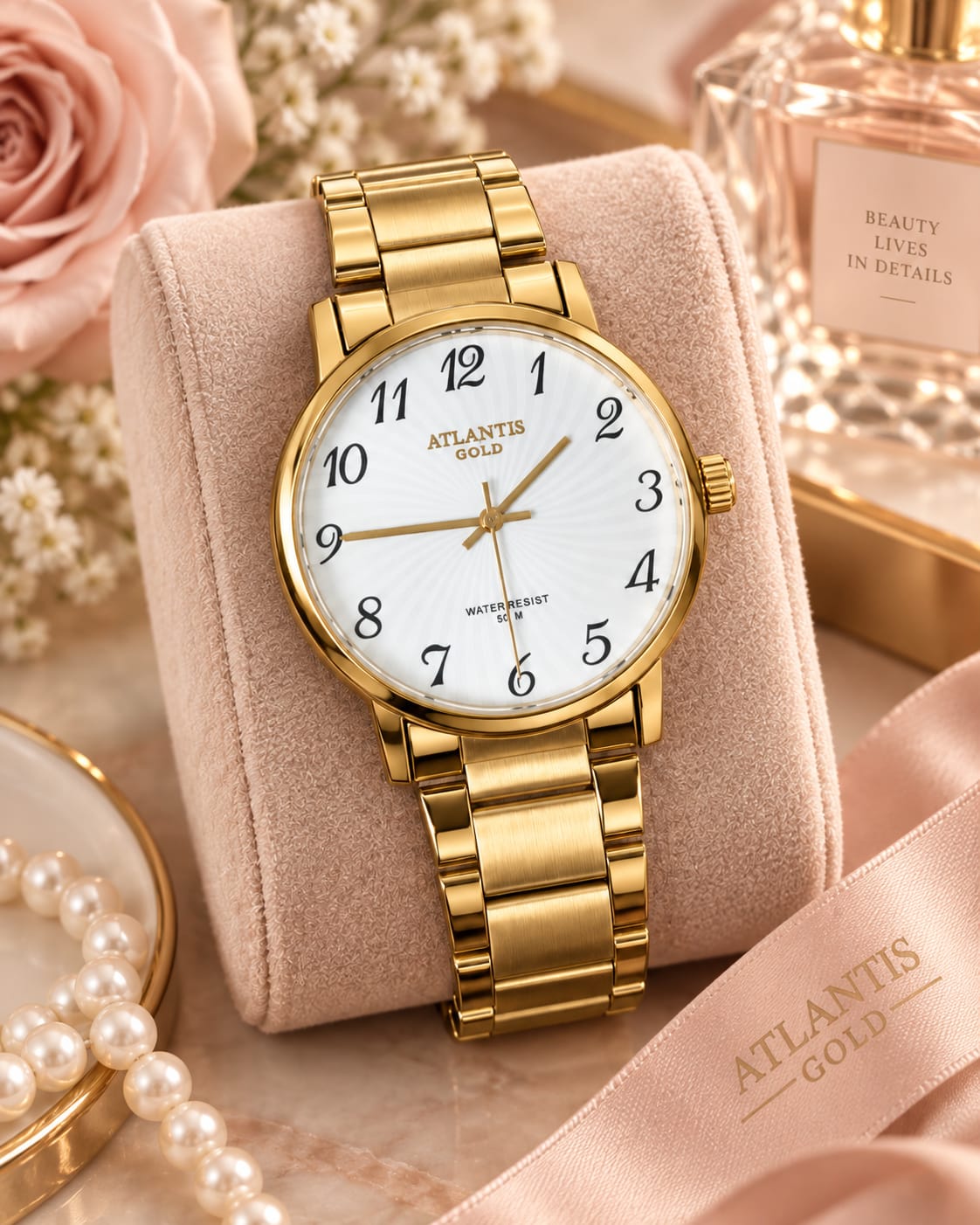 Relógio Atlantis Dourado  Feminino G2004