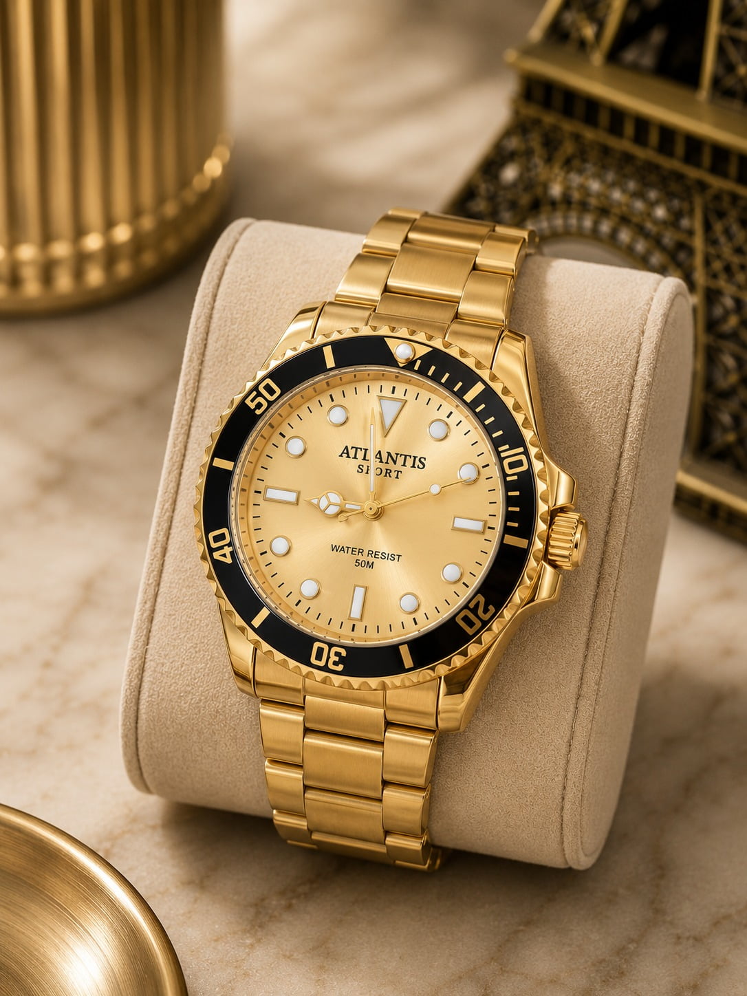 Relógio Atlantis Masculino A8062 Dourado