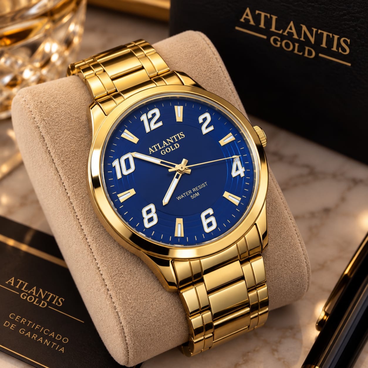 Relógio Atlantis Masculino Dourado A8063