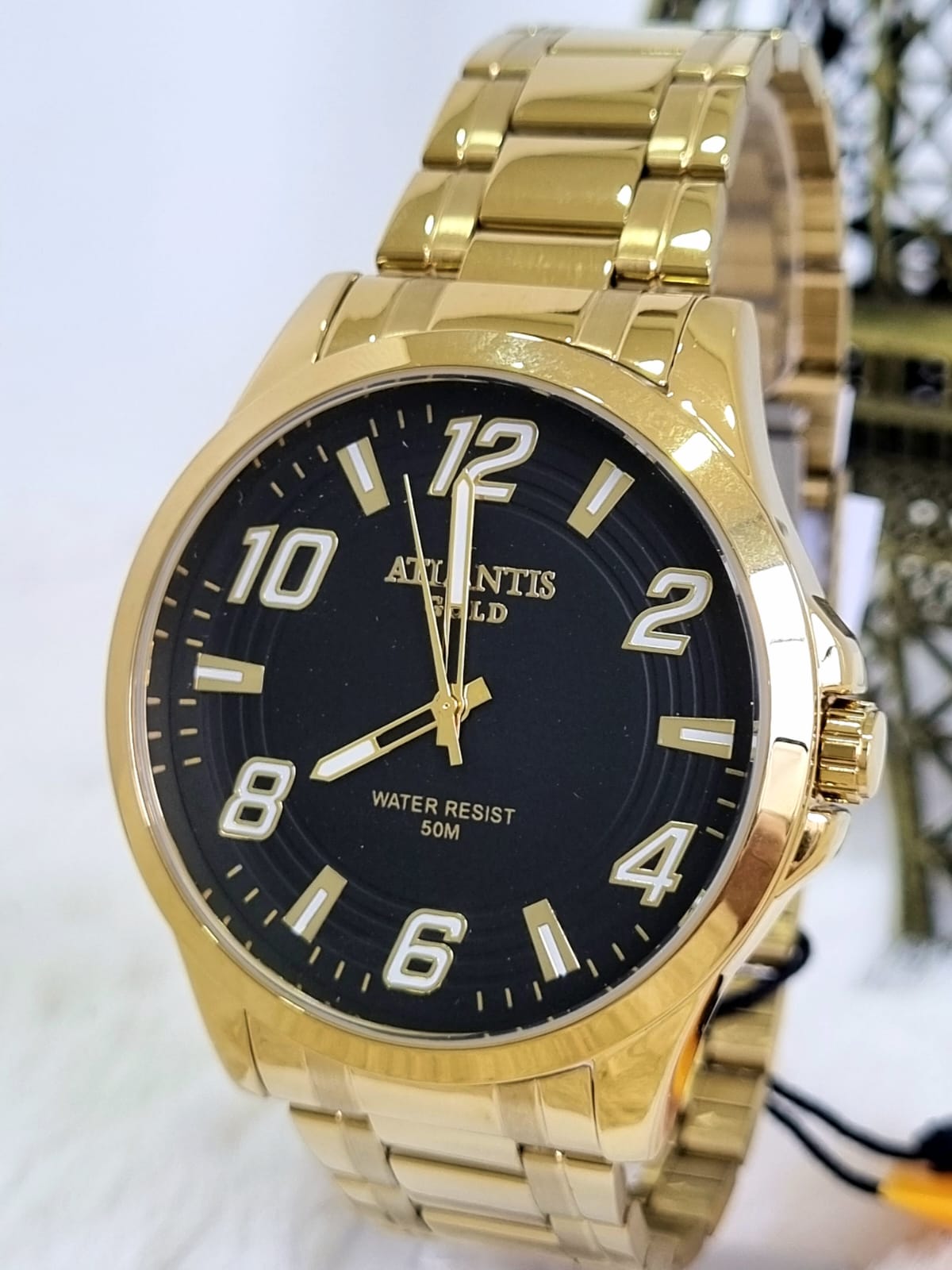 Relógio Atlantis Masculino Dourado A8063 Preo