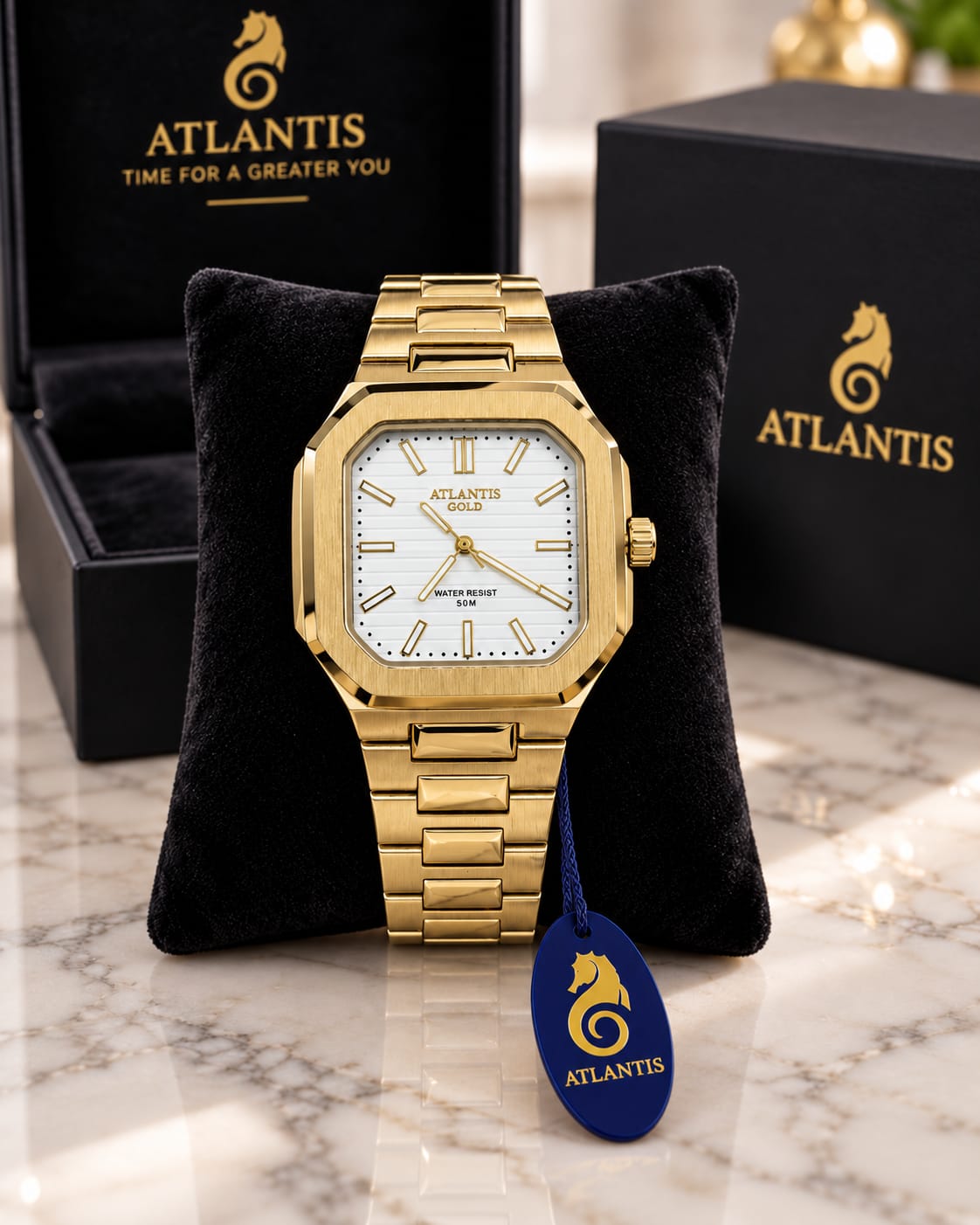 Relógio Atlantis Masculino Dourado g8092
