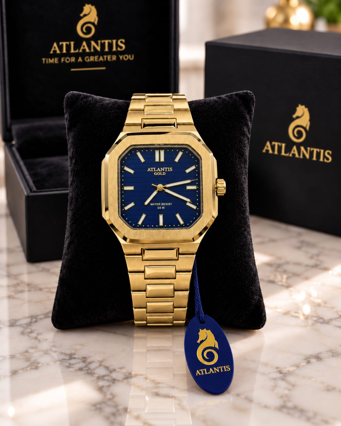 Relógio Atlantis Masculino Dourado g8092 
