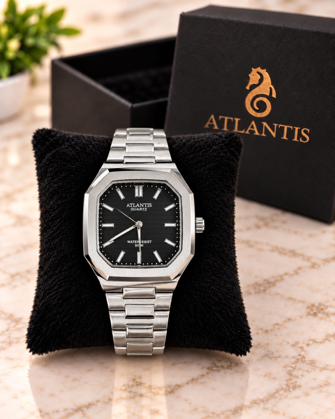 Relógio Atlantis Masculino Prata g8092