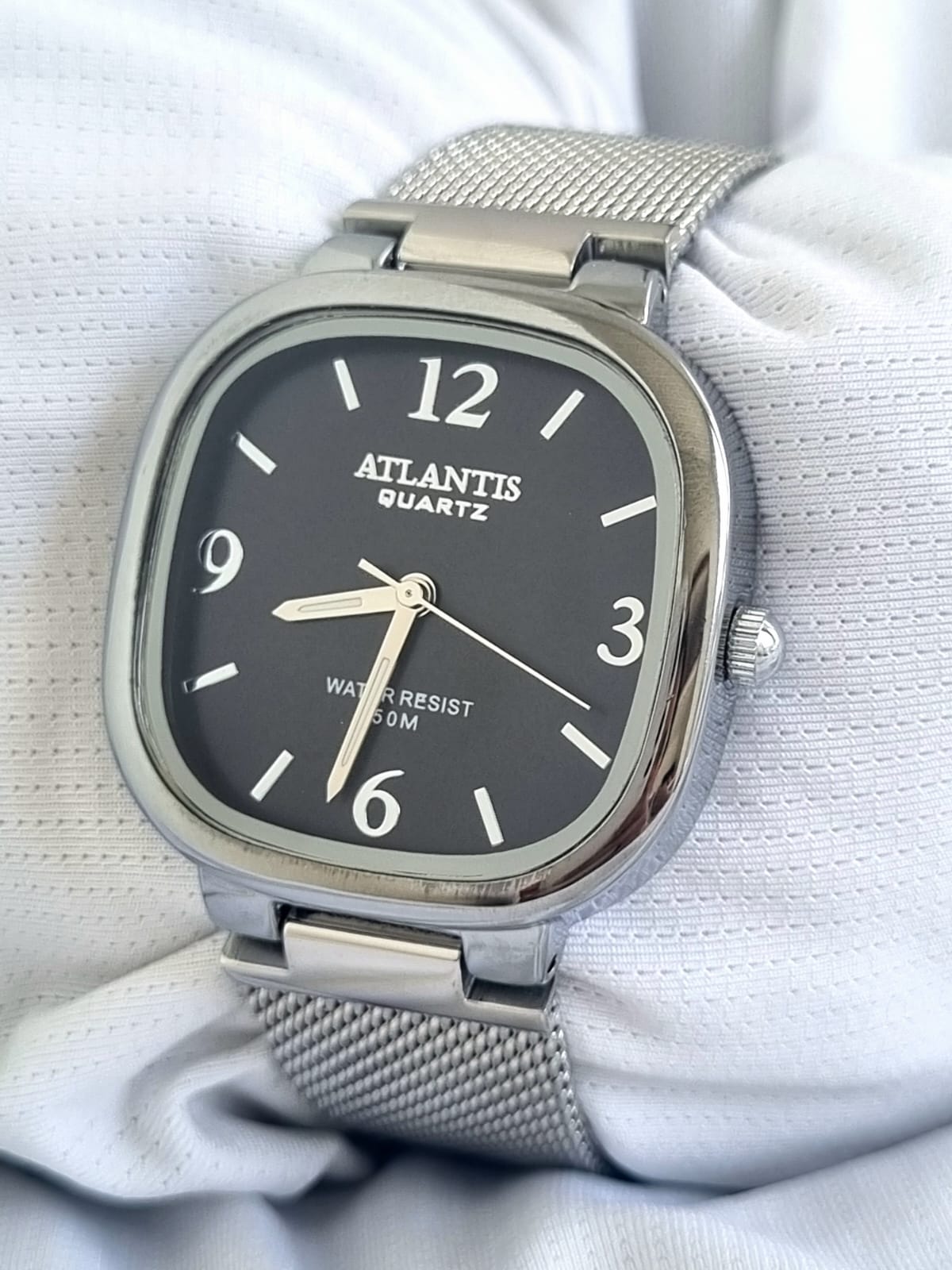 Relógio Atlantis Prata Feminino B8057P Preto