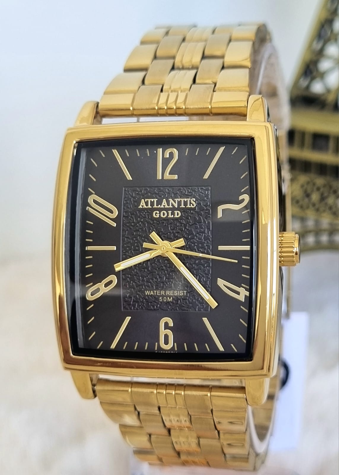 Relógio Atlantis Quadrado G3466 Fundo preto