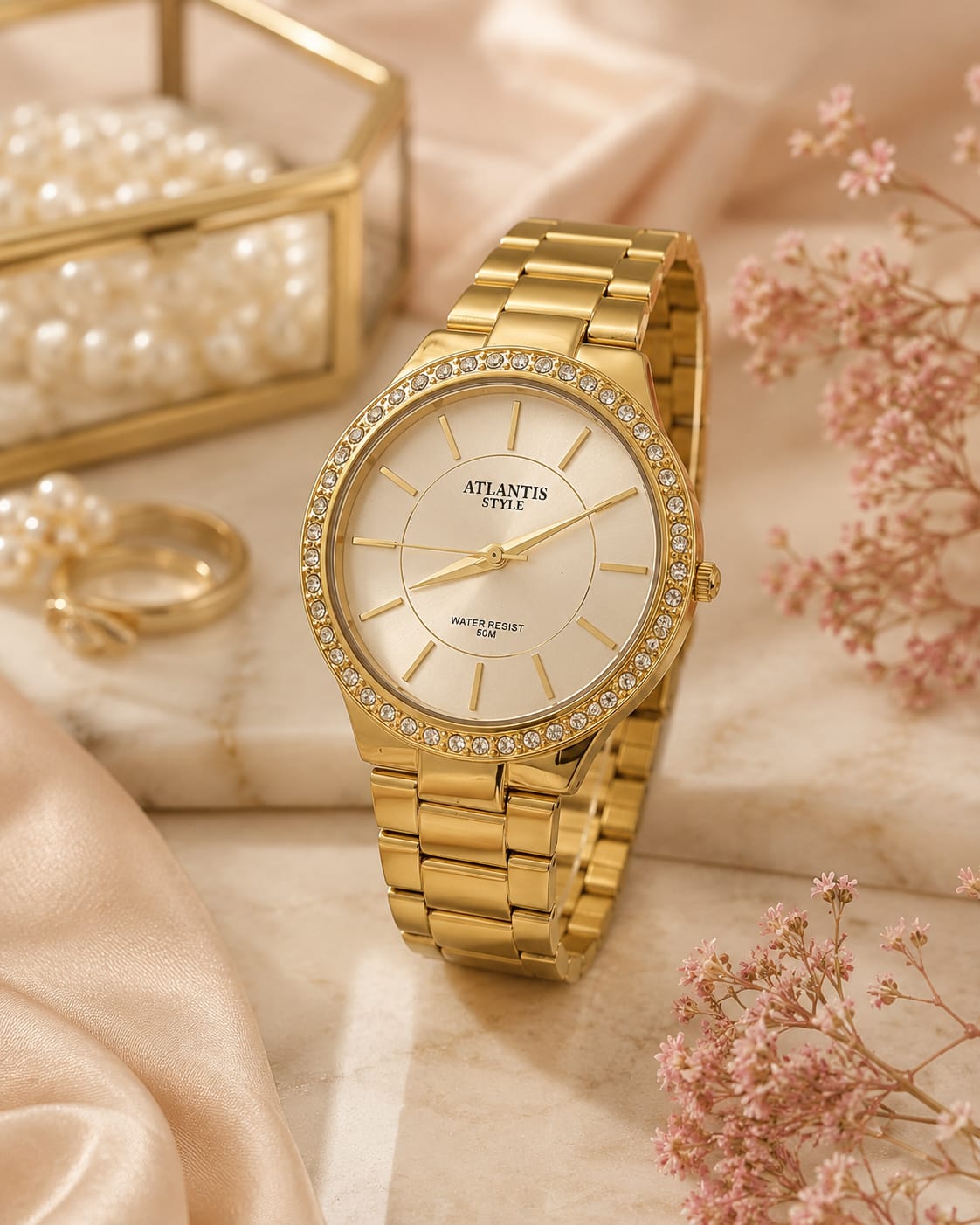 Relógio Banhado a Ouro Atlantis B9009