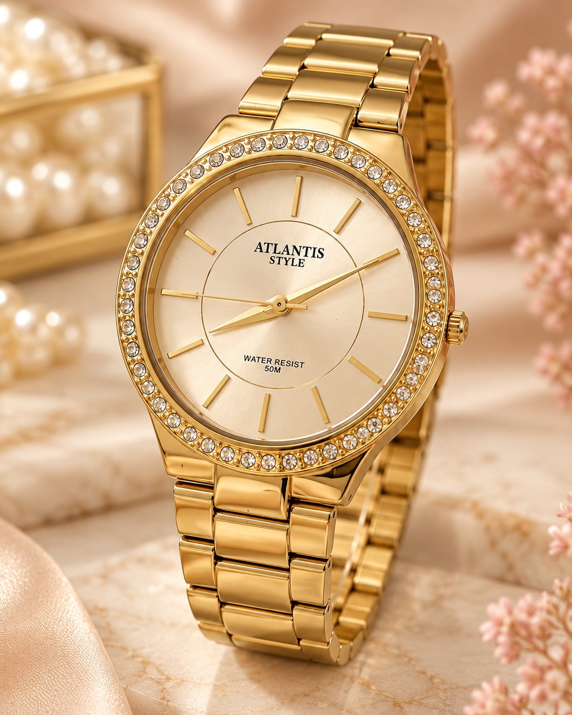 Relógio Banhado a Ouro Atlantis B9009