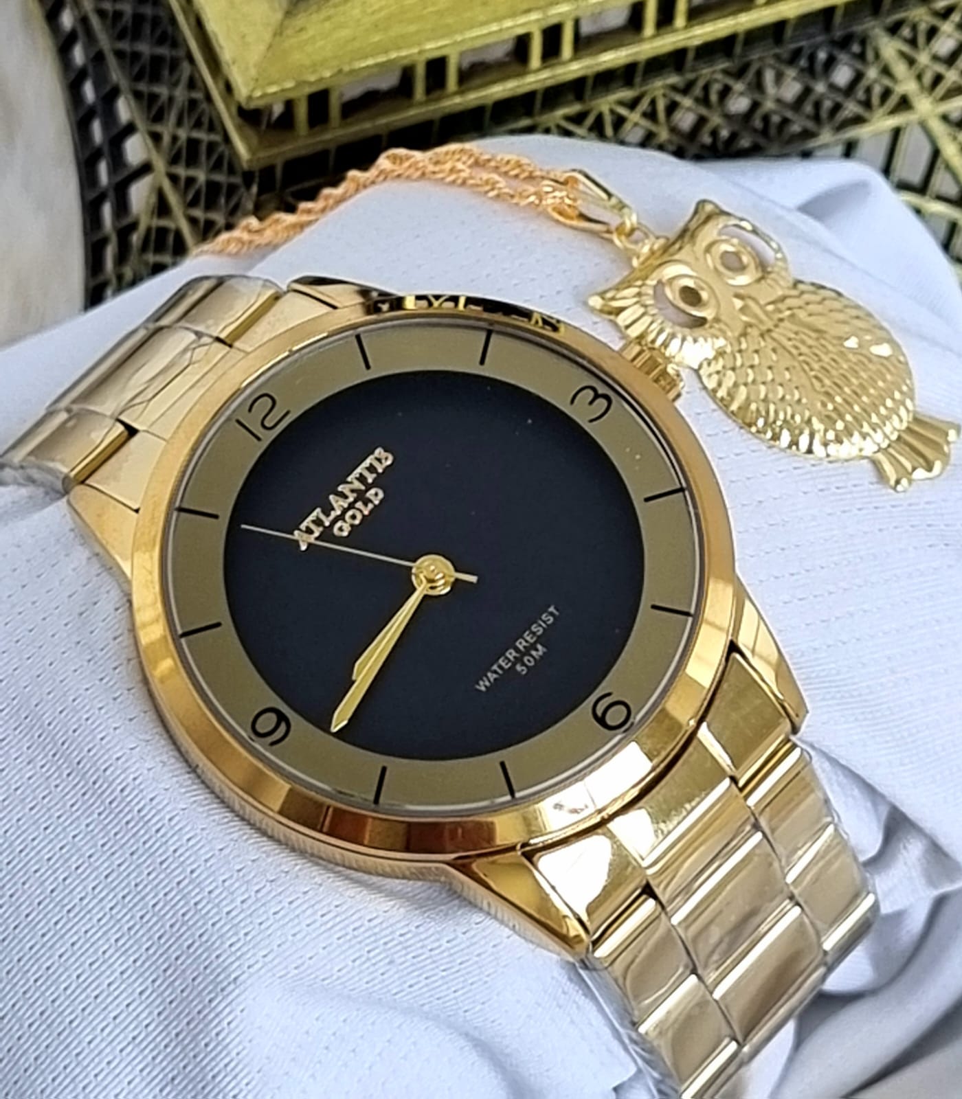 Relógio Banhado a Ouro Atlantis G3508K1