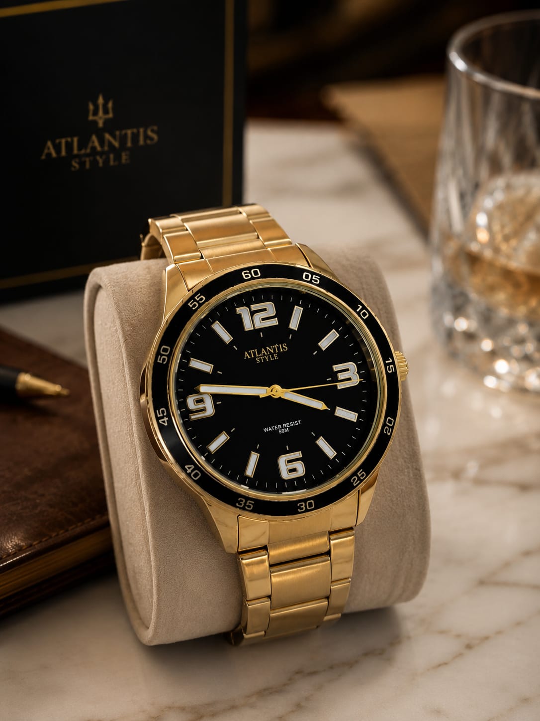 Relógio Banhado a Ouro Atlantis G9002