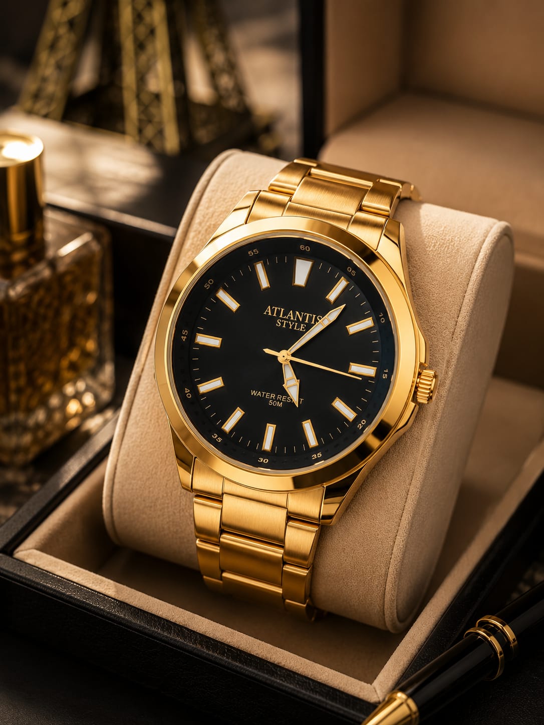 Relógio Banhado a Ouro Atlantis G9007