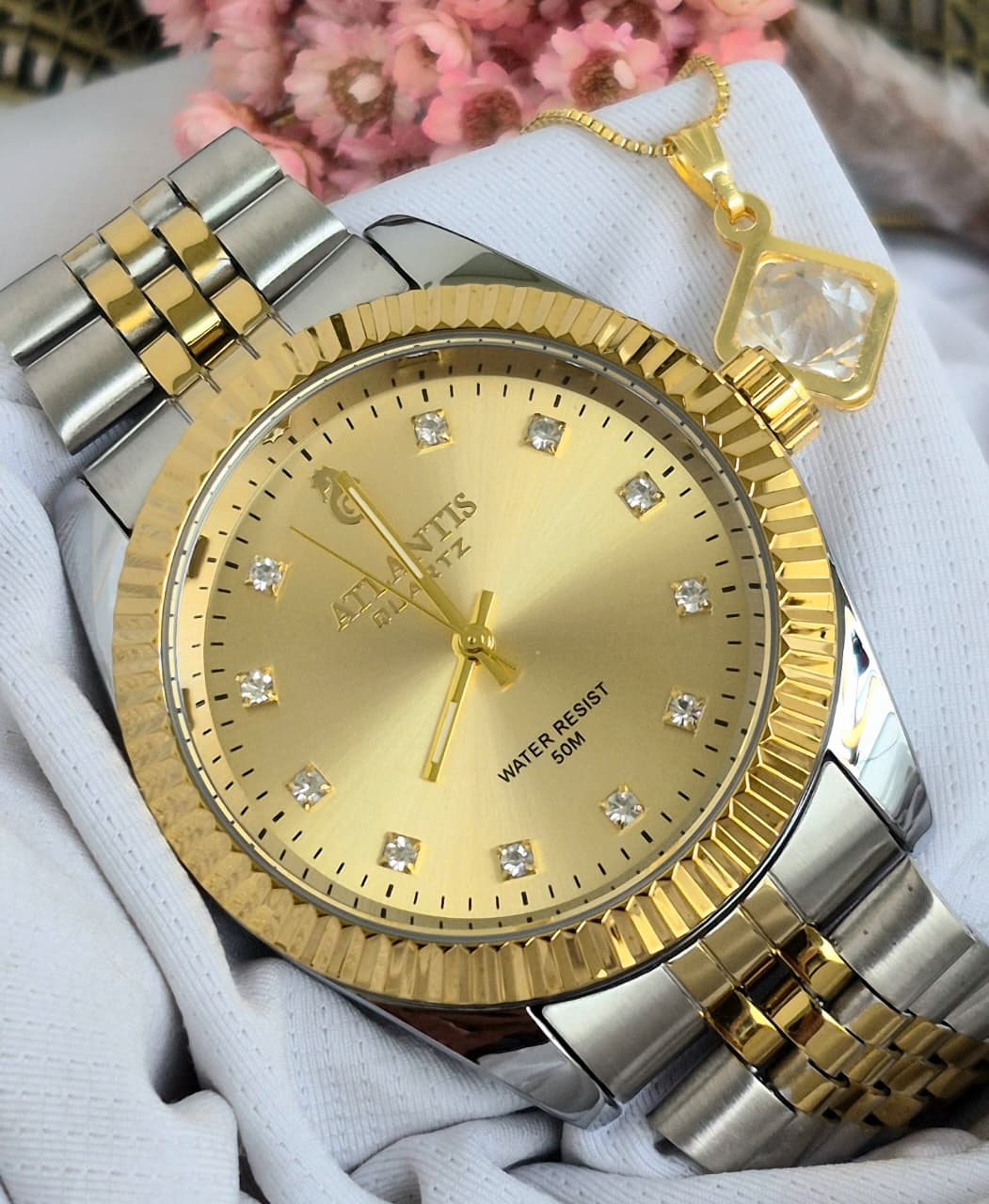 Relógio Banhado a Ouro Atlantis Gold A8022K3