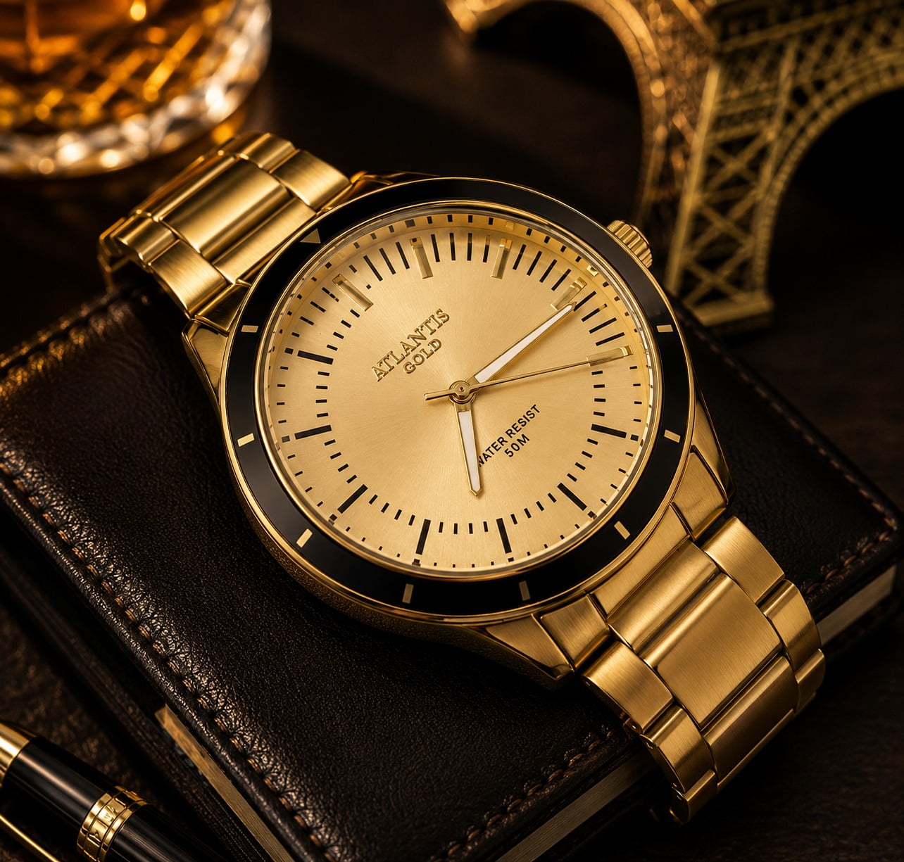 Relógio Banhado a Ouro Atlantis Gold G80075 