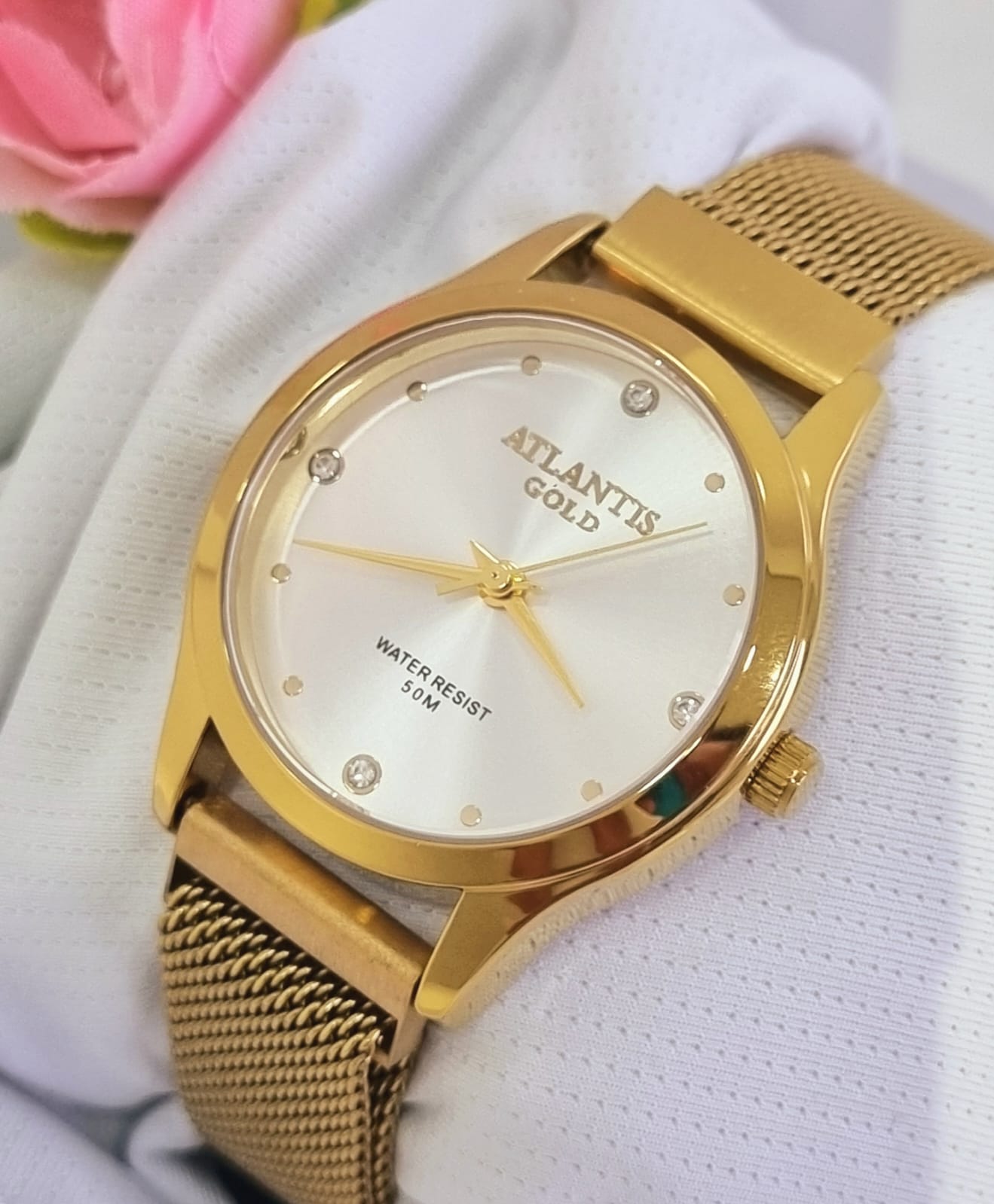 Relógio Banhado a Ouro Atlantis W8001 esteira