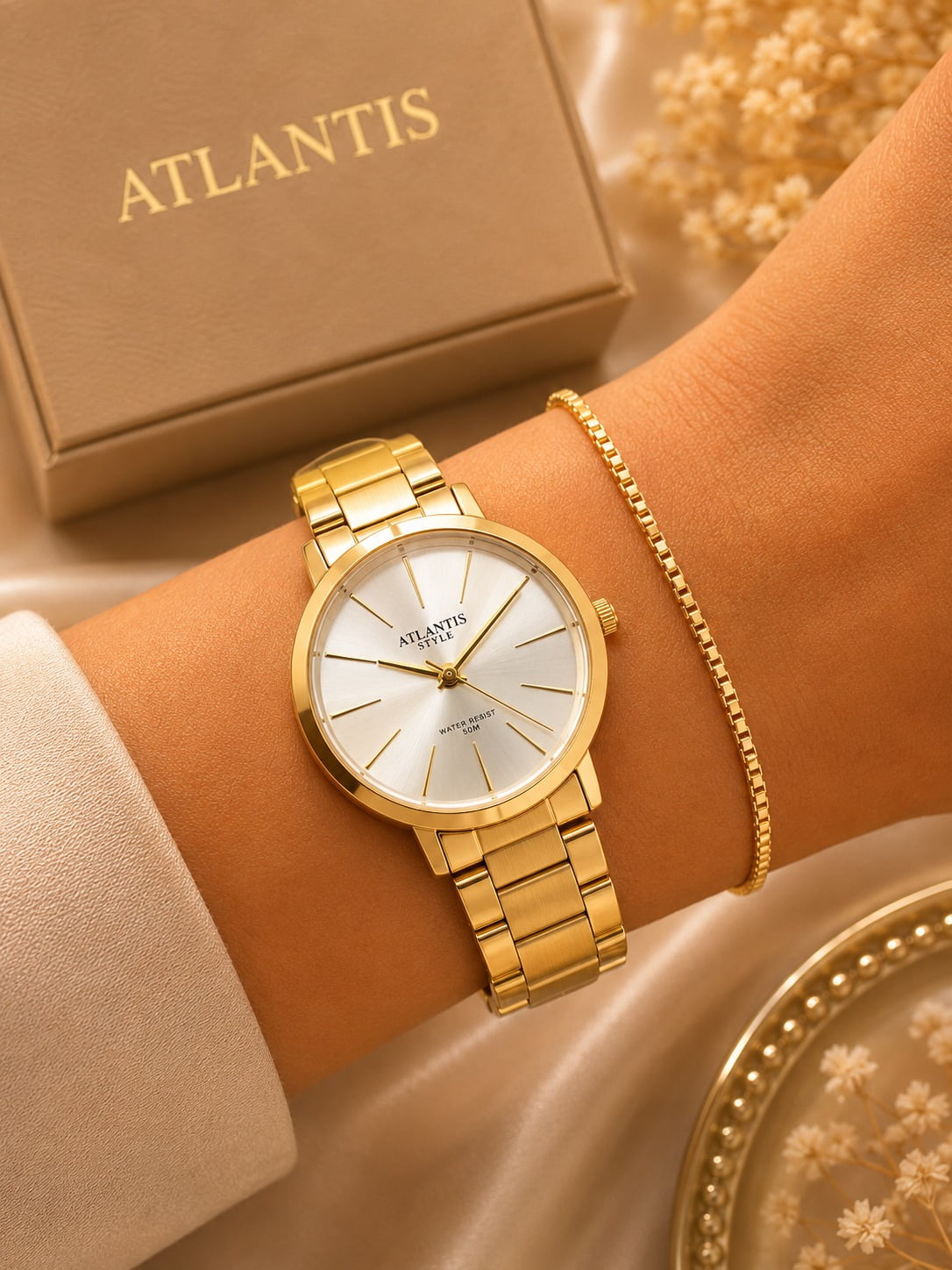 Relógio Banhado a Ouro Atlantis W9013K1