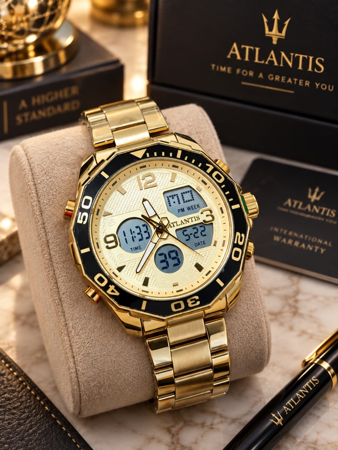 Relógio Dourado Altantis 8060