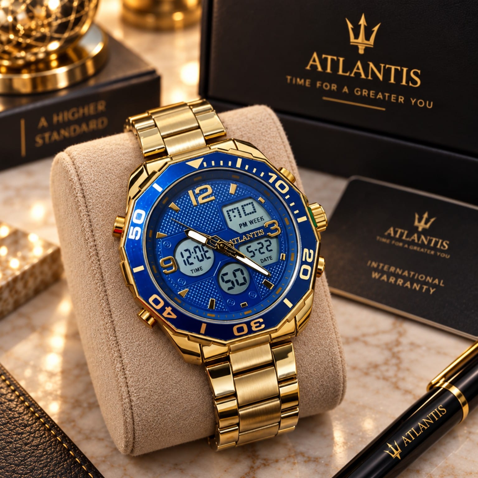 Relógio Dourado Altantis 8060