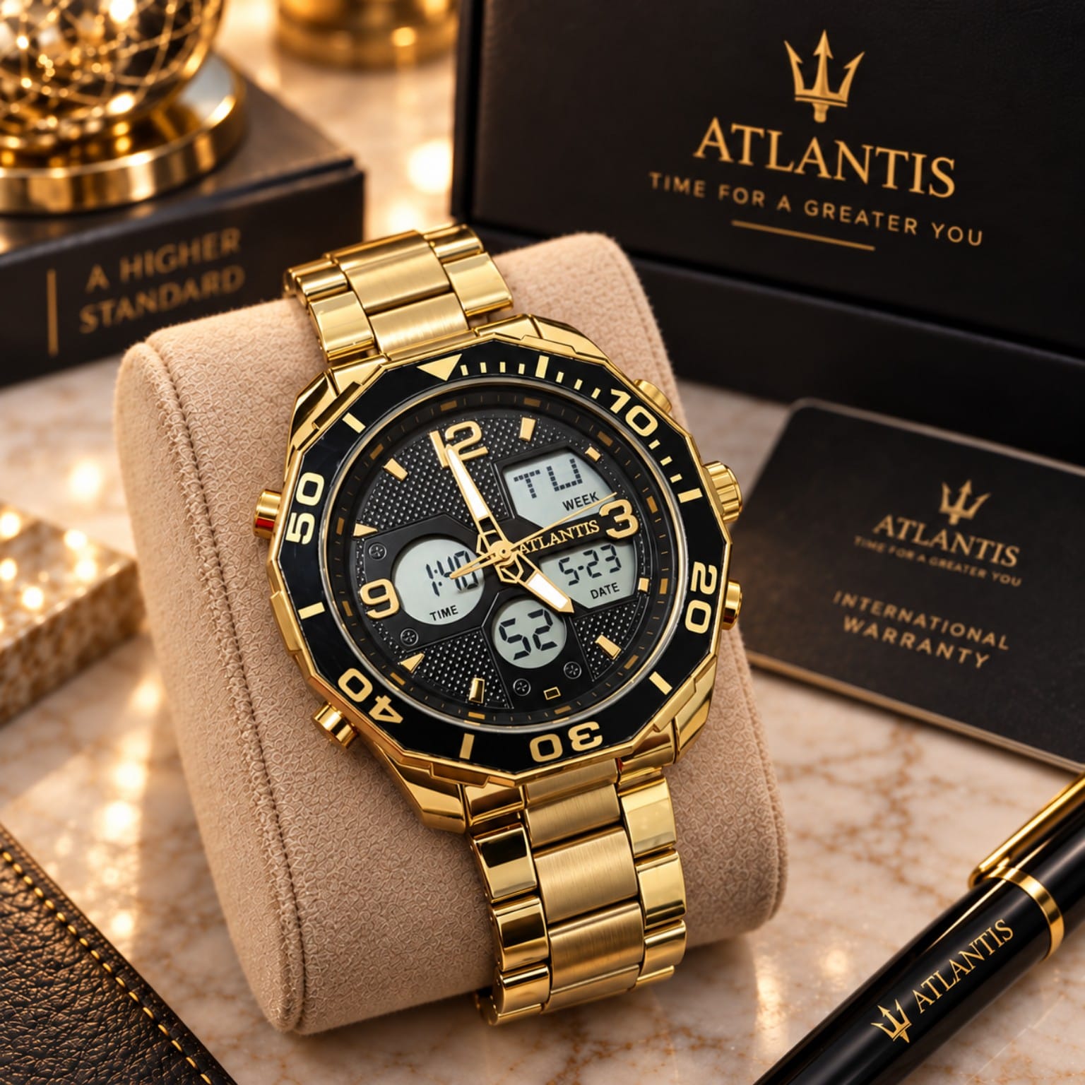 Relógio Dourado Altantis 8060