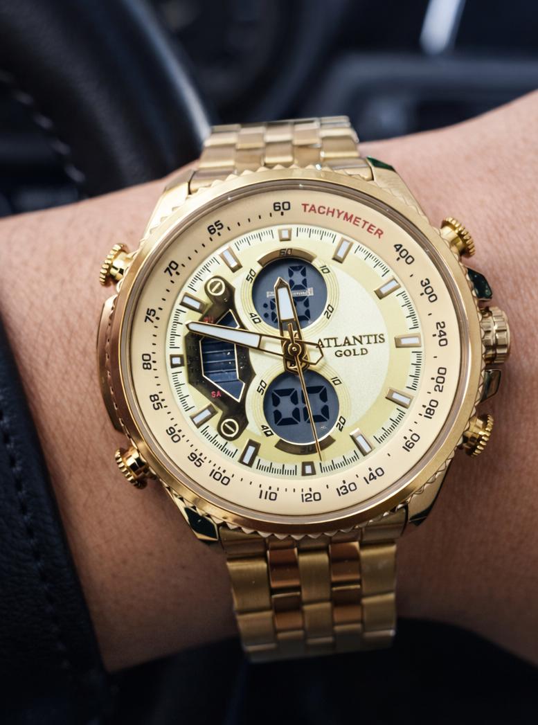 Relógio Dourado Altantis A8065P