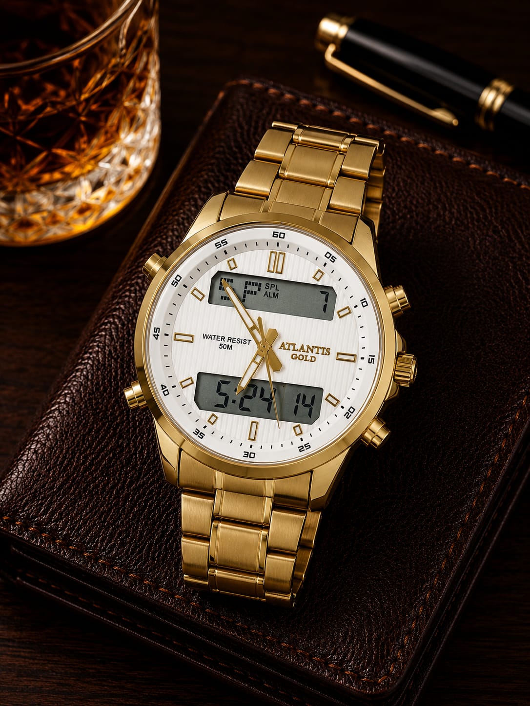 Relógio Dourado Altantis G8059B