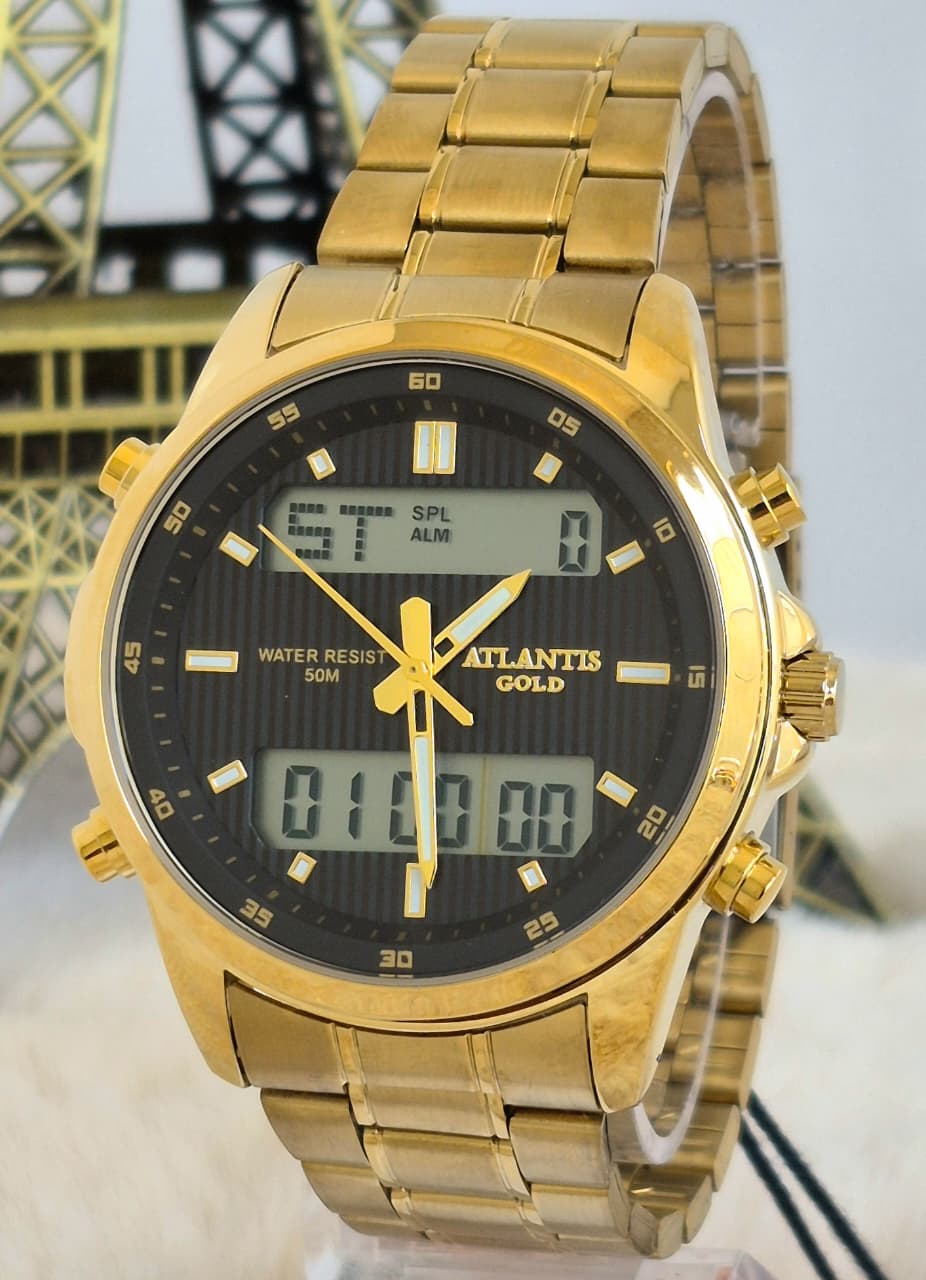 Relógio Dourado Altantis G8059P