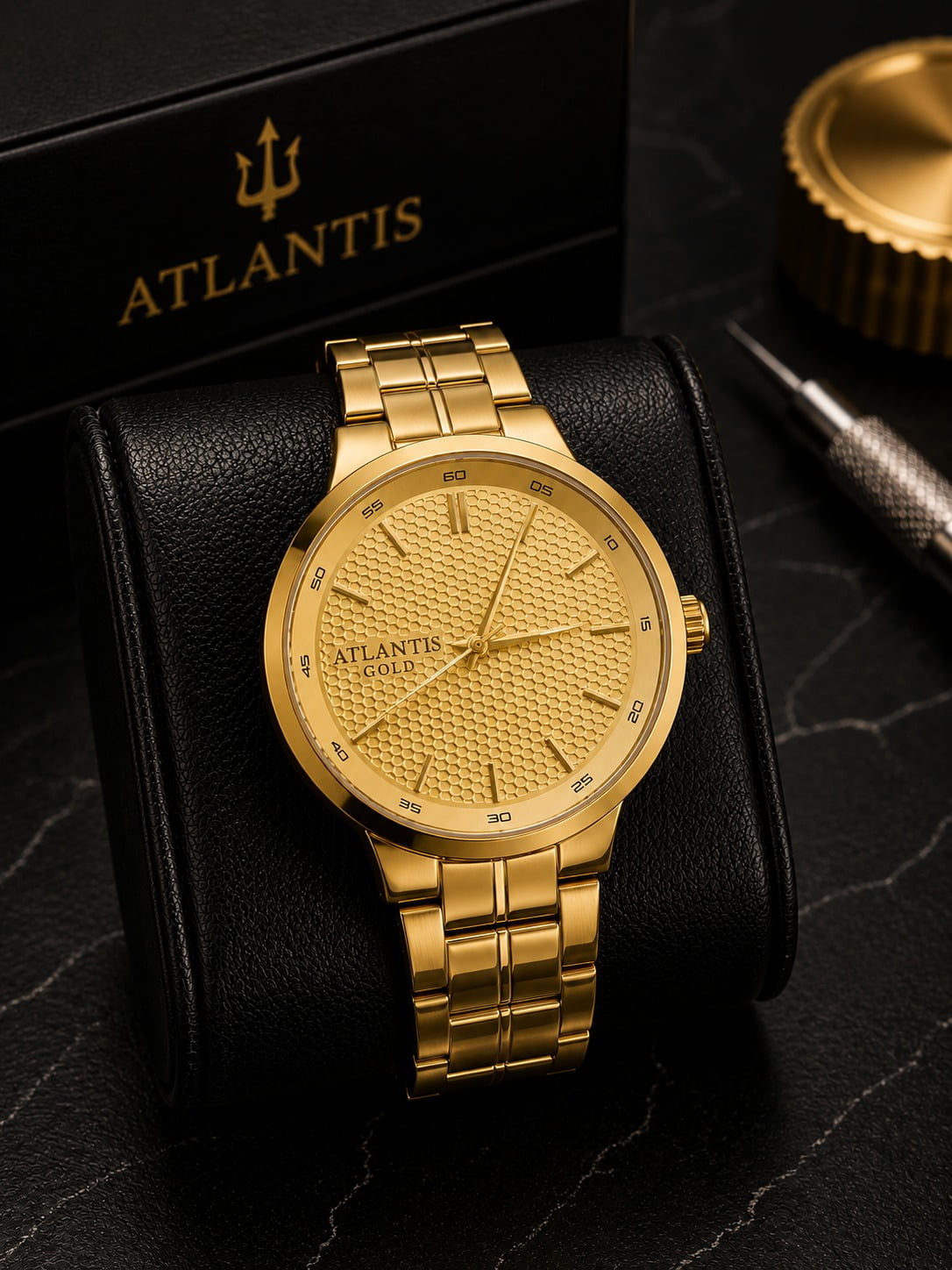 Relógio Dourado Altantis G8077D