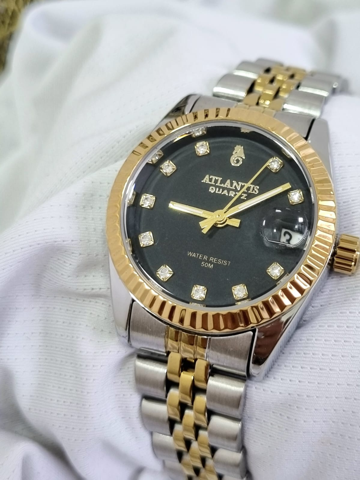 Relógio Feminino Atlantis W8022 Misto Fundo Preto