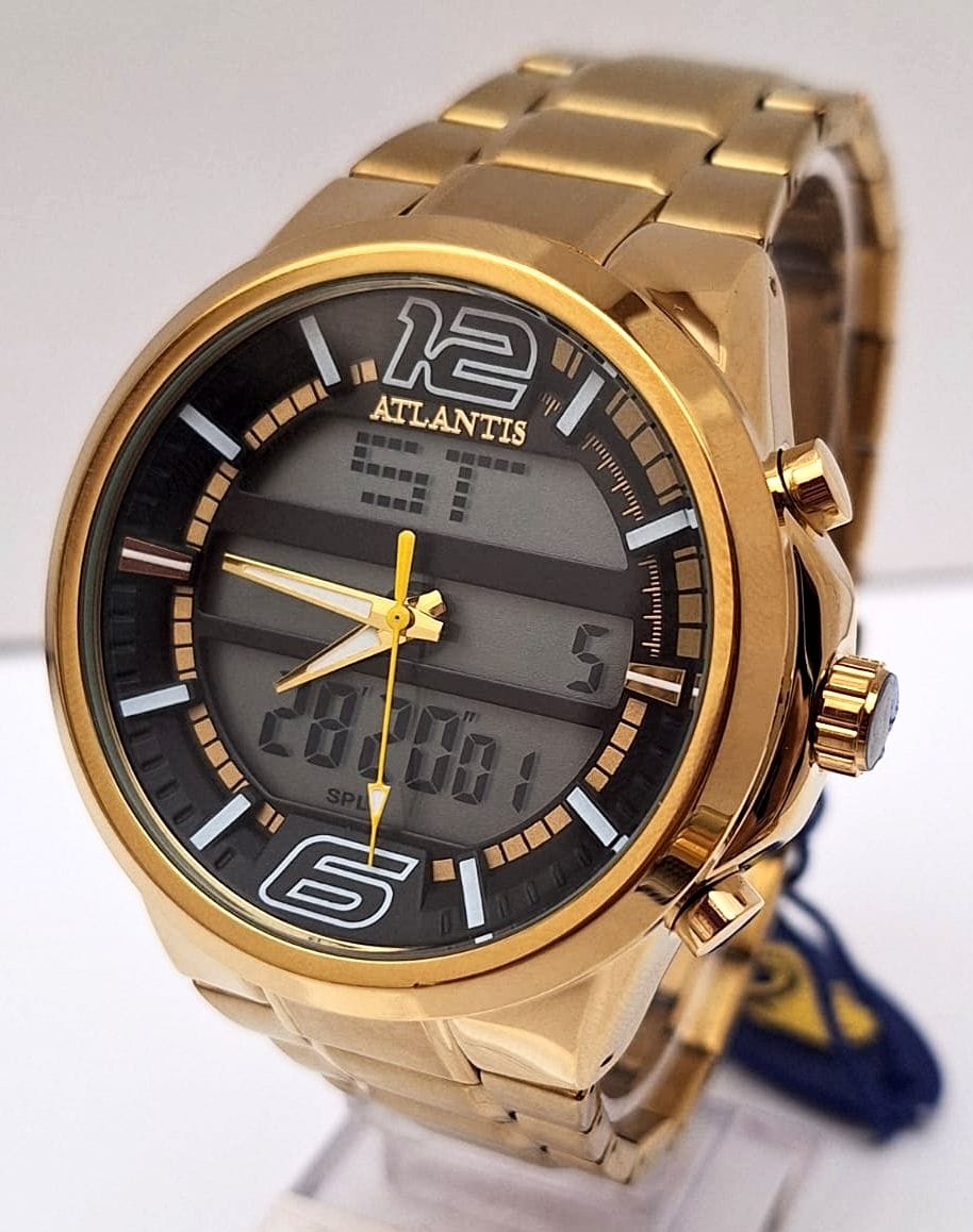 Relógio Masculino Atlantis Dourado A80362