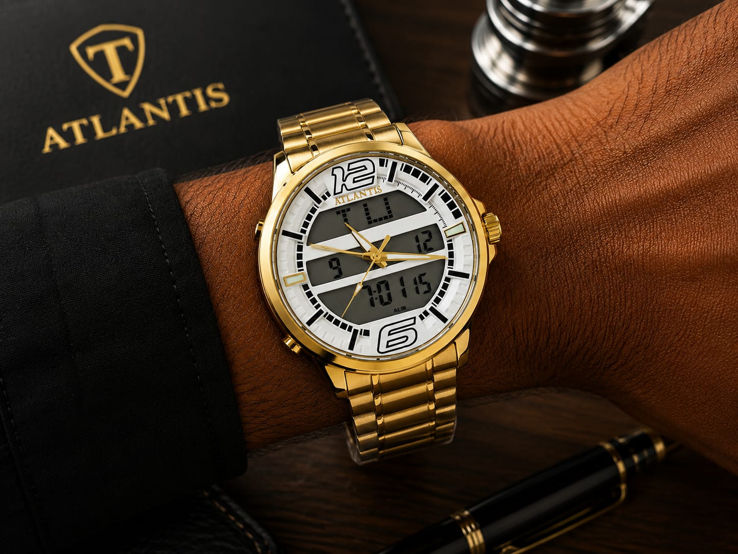 Relógio Masculino Atlantis Dourado A8036B