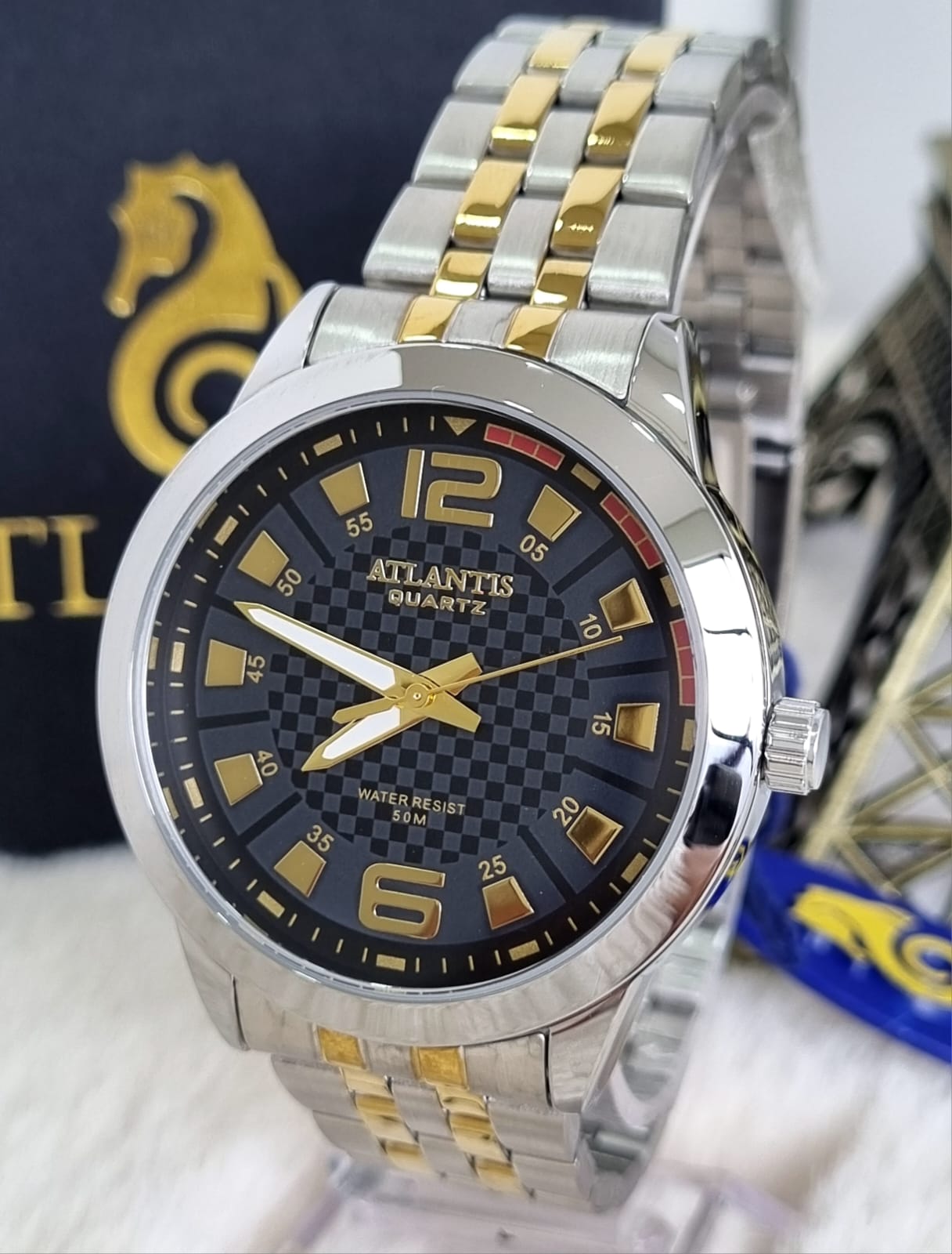 Relógio Misto Atlantis Masculino Fundo Preto