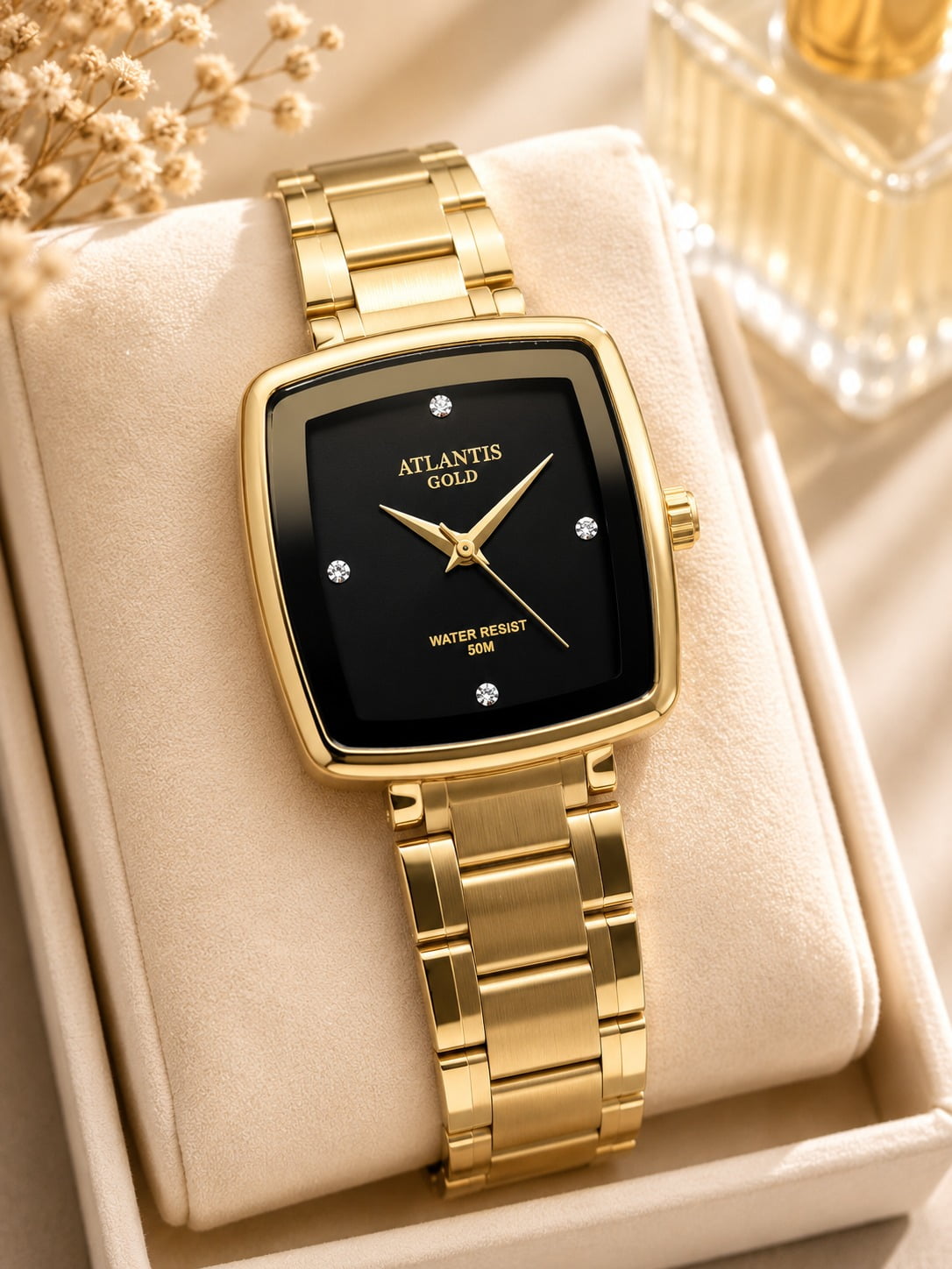 Relógio Quadrado Feminino Atlantis Gold 3503