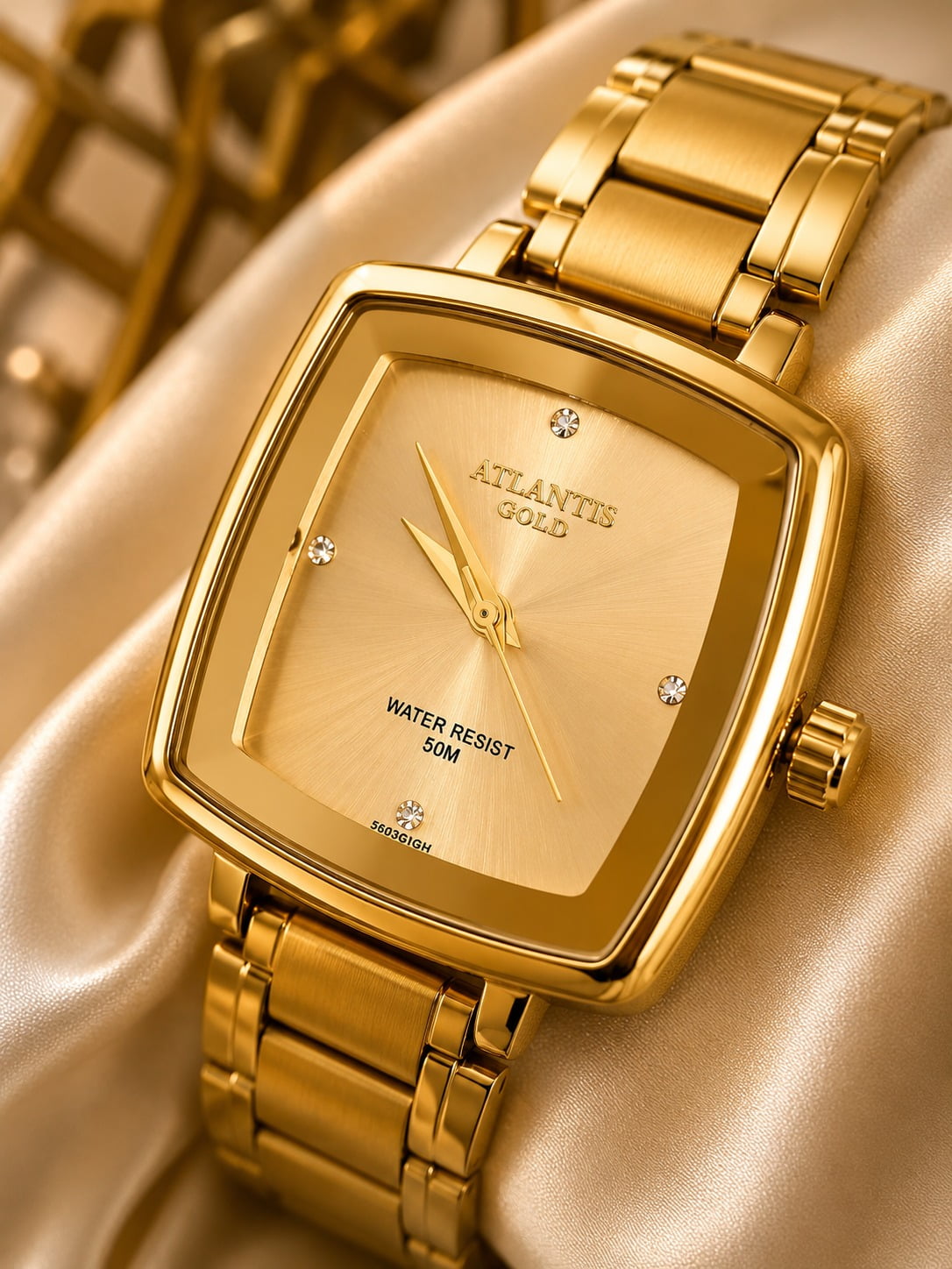 Relógio Quadrado Feminino Atlantis Gold 3503C
