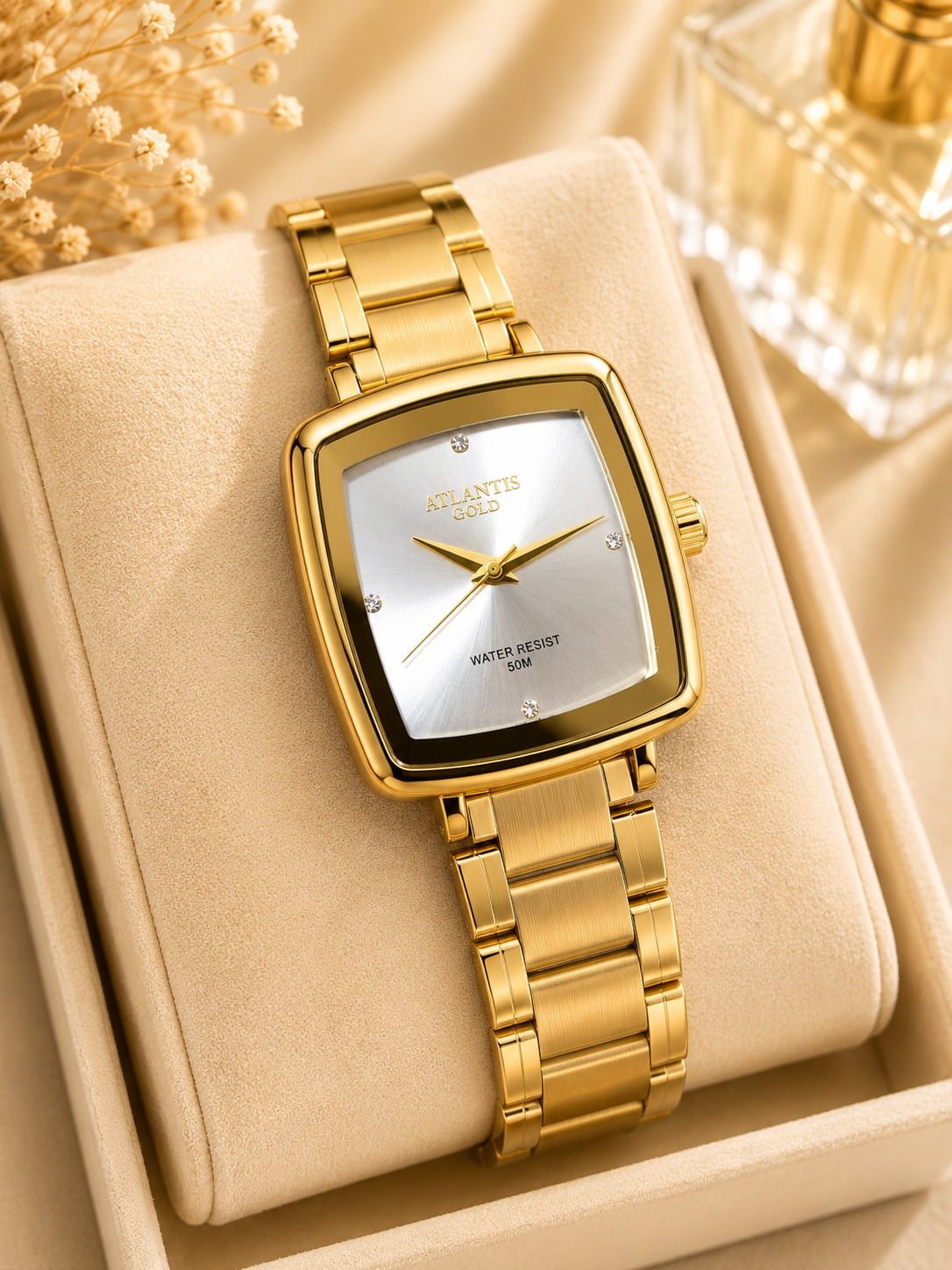 Relógio Quadrado Feminino Atlantis Gold 3503B