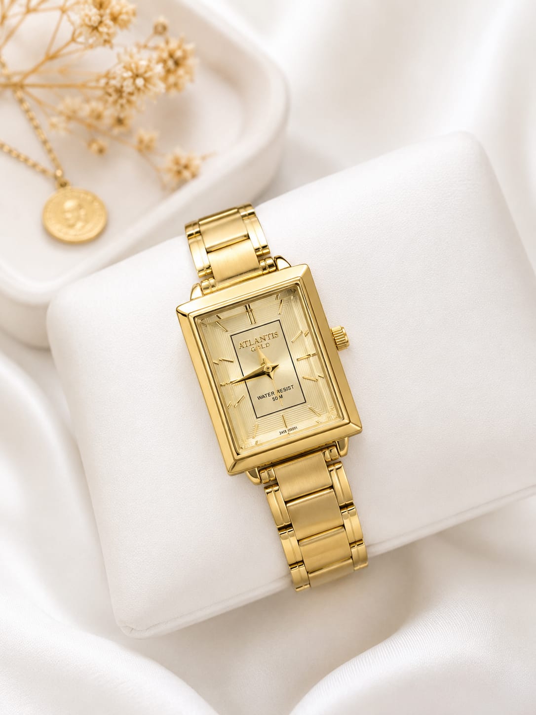 Relógio Quadrado Feminino Atlantis Gold W34912