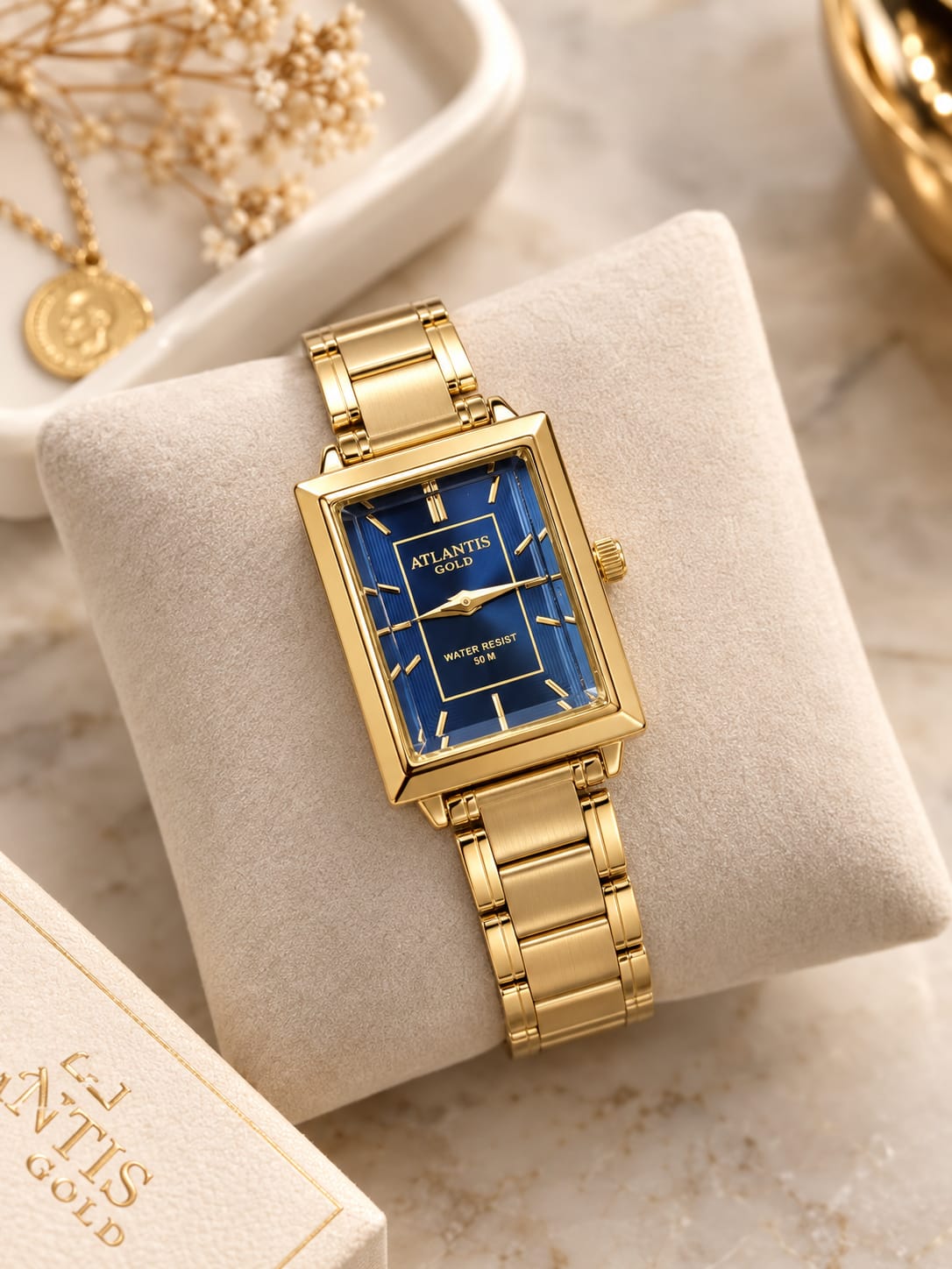 Relógio Quadrado Feminino Atlantis Gold W34913