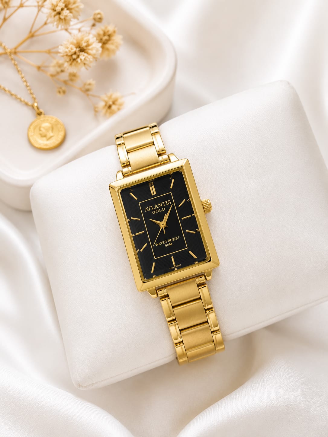 Relógio Quadrado Feminino Atlantis Gold W34914