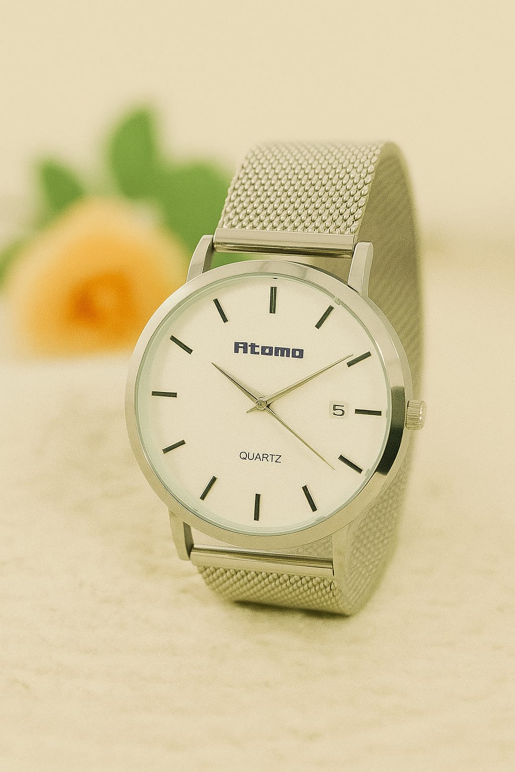 Relógio Feminino Pulseira Esteira Prata Atomo 9161P