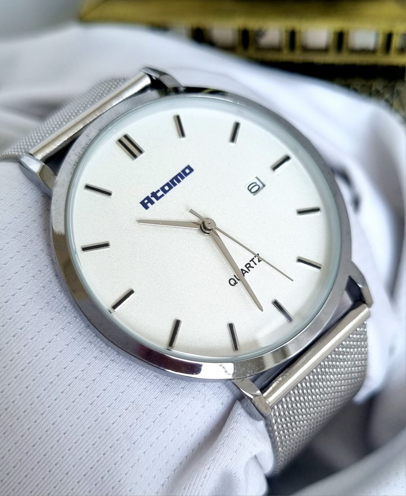 Relógio Feminino Pulseira Esteira Prata Atomo 9161P