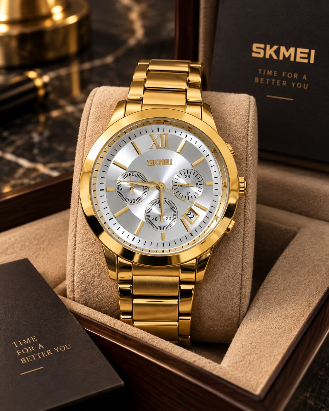 Relógio Masculino Dourado 9097KU3