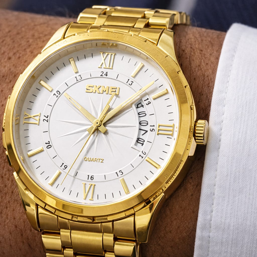 Relógio Masculino SKMEI Banhado a Ouro 9069D - Cópia (1)